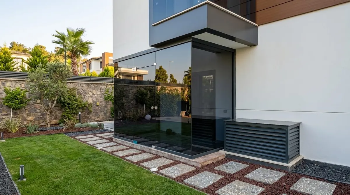 Villa bahçe cam giriş oda