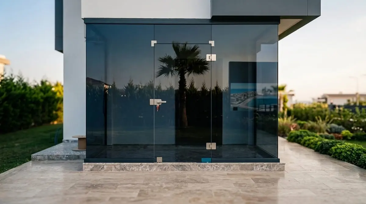 Villa giriş füme cam küpü