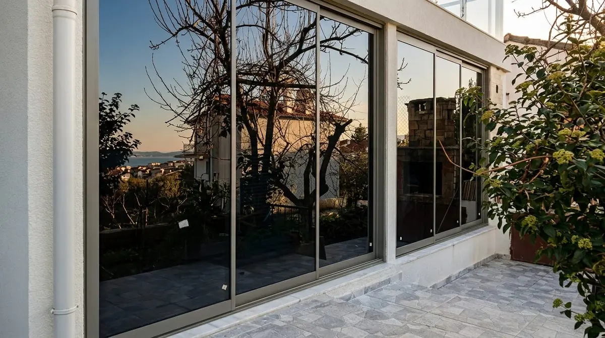 Katlanır Cam Balkon · Bahçe veranda reflekte sürme cam