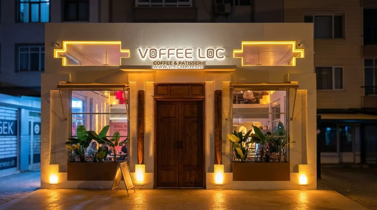 Voffee Loc · Cafe Voffee Loc gece ışıklı cephe
