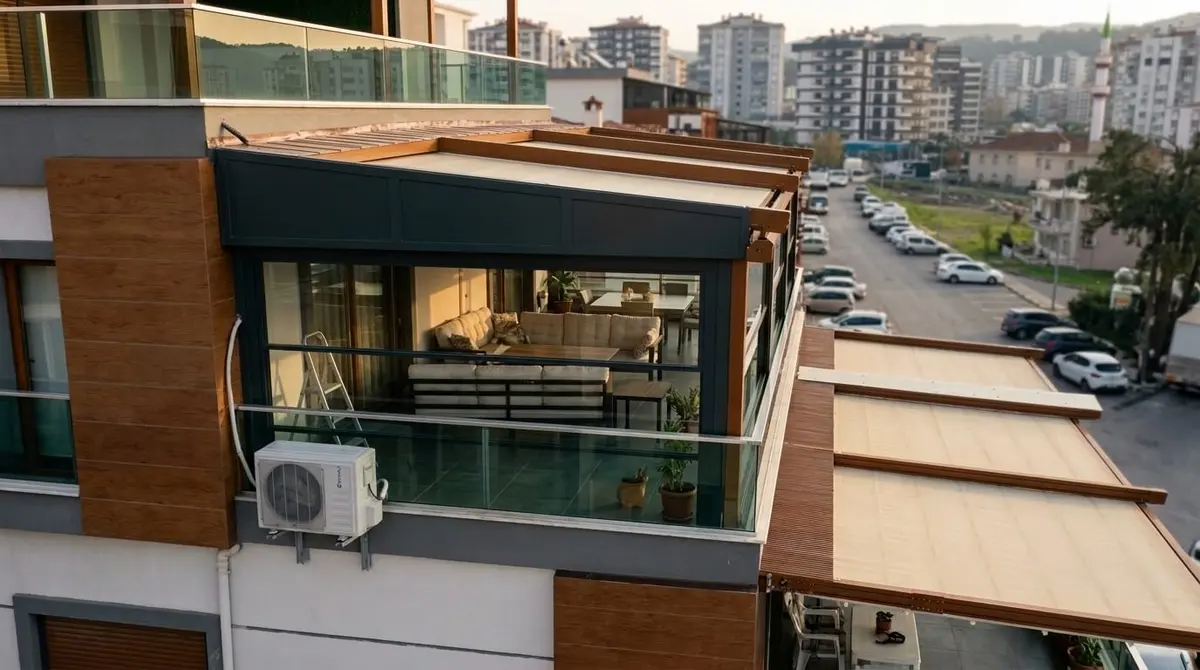 Çatı teras tente cam korkuluk
